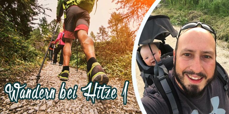 Wandern bei Hitze. Füße beim Wandern. Es geht um das Verhindern von Blasen