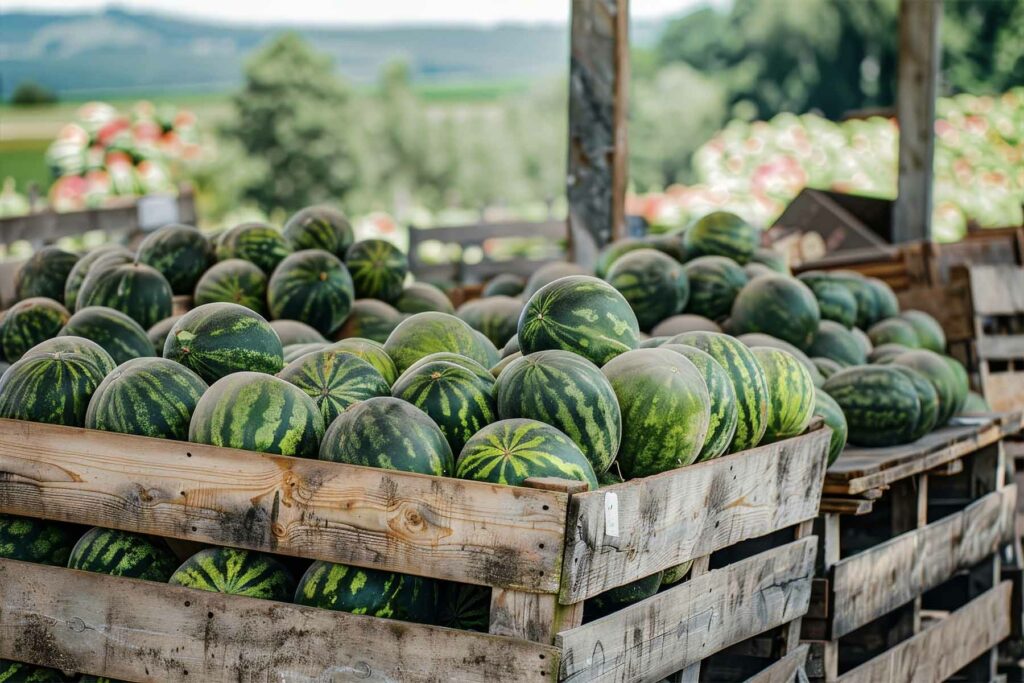 Gesammelte Melonen von Feldern
